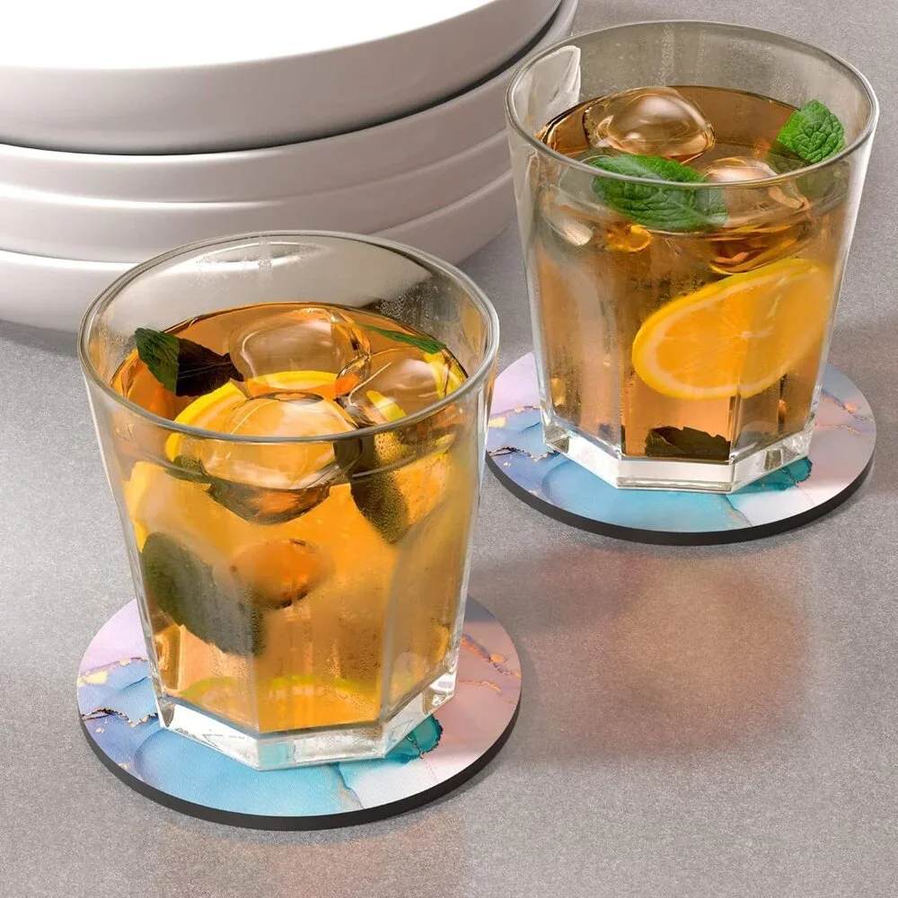 Coasters for Drinks, Set of 6 Cute Absorbent Rubber Drink Coasters for Cup with